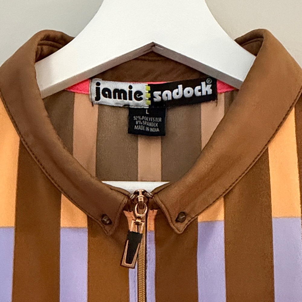 Jamie Sadock Brown Multicolor Striped Short Sleeve Top - Picture 5 of 12